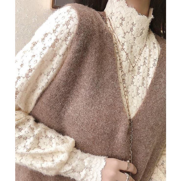 微起毛 ハイネックレースブラウス 春秋冬 | Miniministore | 詳細画像12 