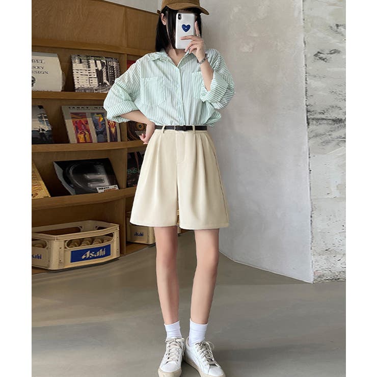 5分丈 タックショートパンツ レディース[品番：II000011459