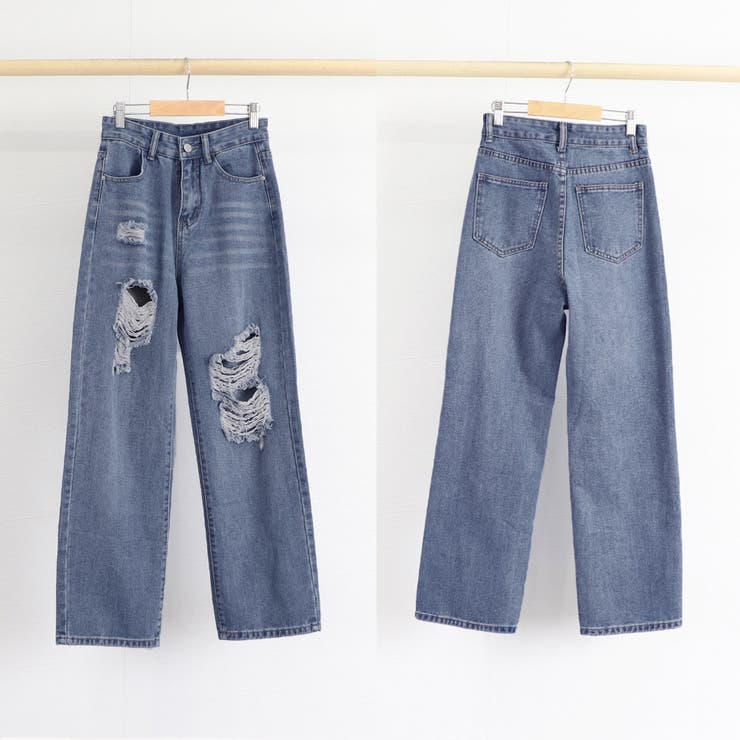 ダメージデニムパンツ クラッシュジーンズ[品番:II000010591 ダメージデニムパンツ クラッシュジーンズ[品番:II000010591