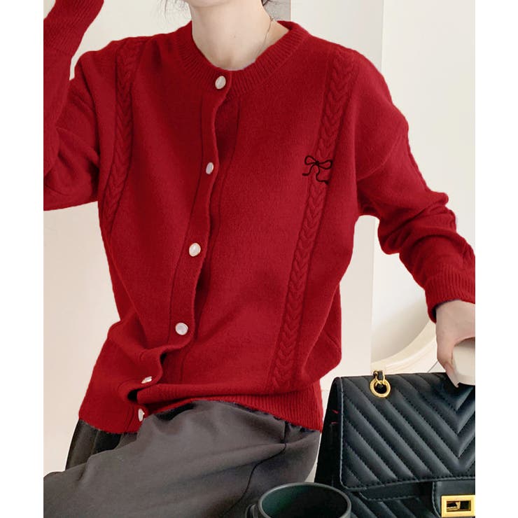 リボンワンポイントニットカーディガン秋冬 | Miniministore | 詳細画像17 