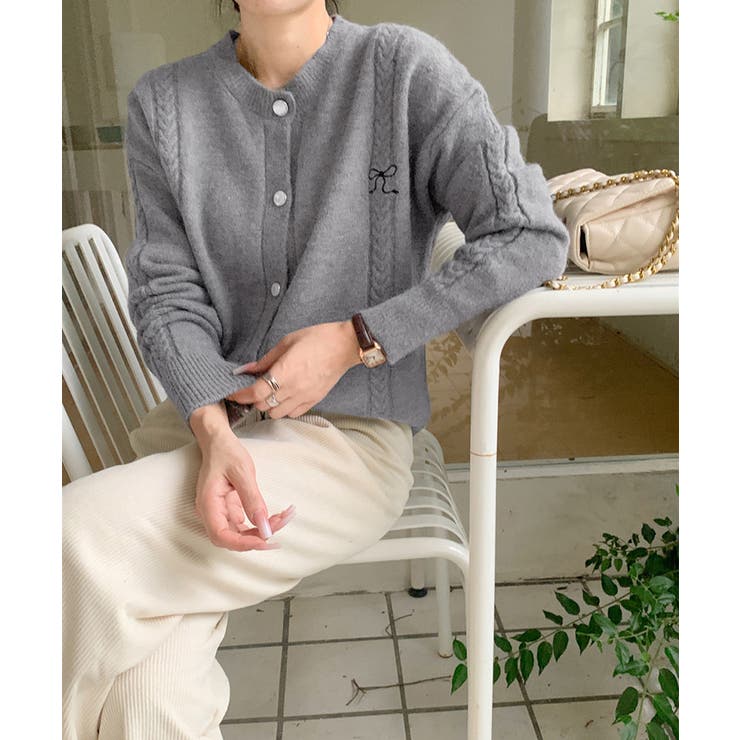 リボンワンポイントニットカーディガン秋冬 | Miniministore | 詳細画像7 