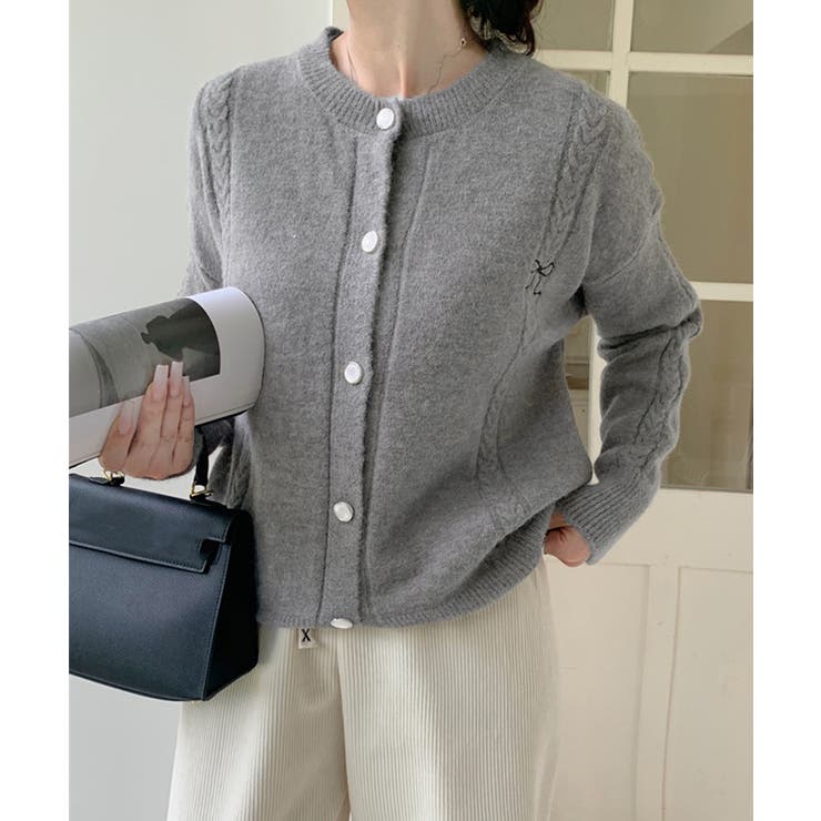 リボンワンポイントニットカーディガン秋冬 | Miniministore | 詳細画像8 