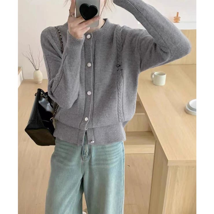 リボンワンポイントニットカーディガン秋冬 | Miniministore | 詳細画像9 