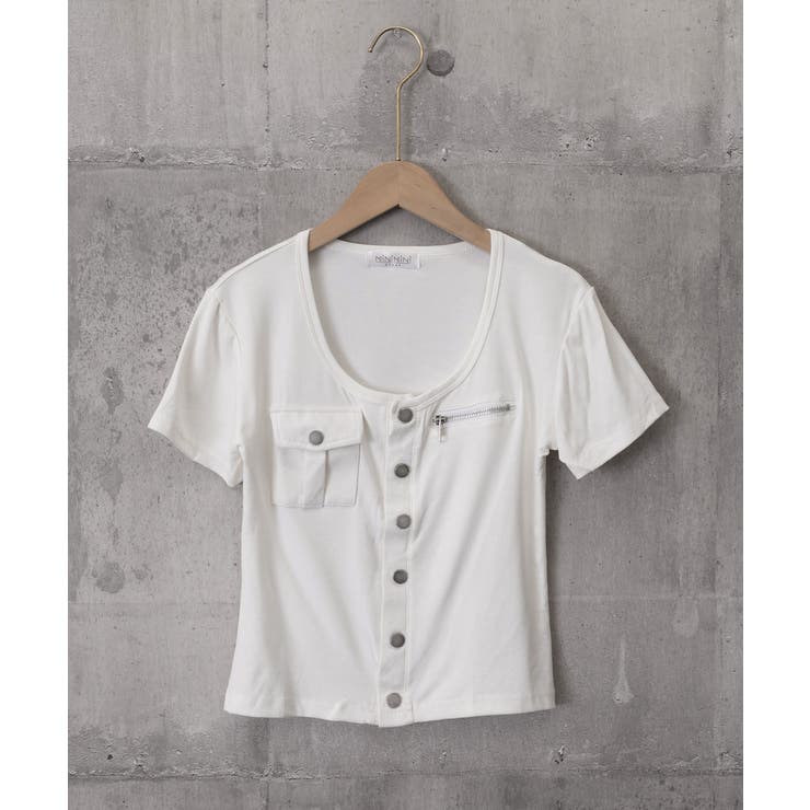 アウトポケット半袖トップススリムTシャツ | Miniministore | 詳細画像18 