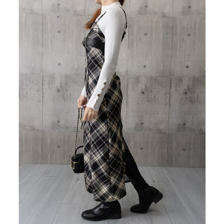 チェック柄サスペンダーワンピースベルト付 | Miniministore | 詳細画像21 