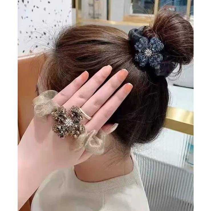ビジューフラワーシュシュキラキラヘアゴム | Miniministore | 詳細画像11 