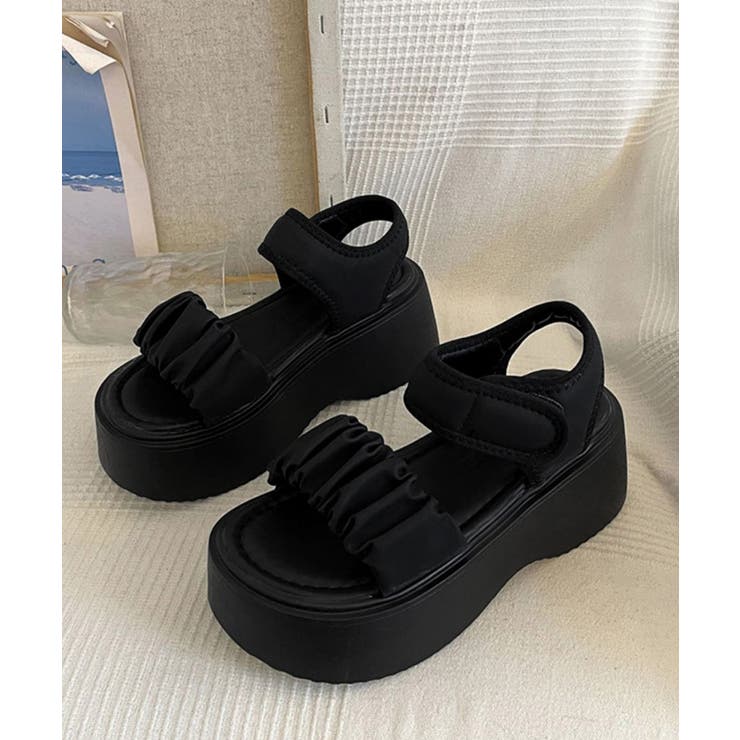 厚底ギャザーベルトサンダル韓国風美脚軽量 | Miniministore | 詳細画像14 