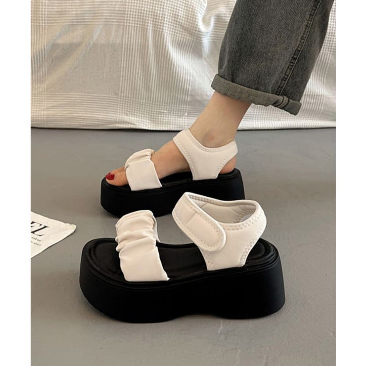 厚底ギャザーベルトサンダル韓国風美脚軽量 | Miniministore | 詳細画像2 