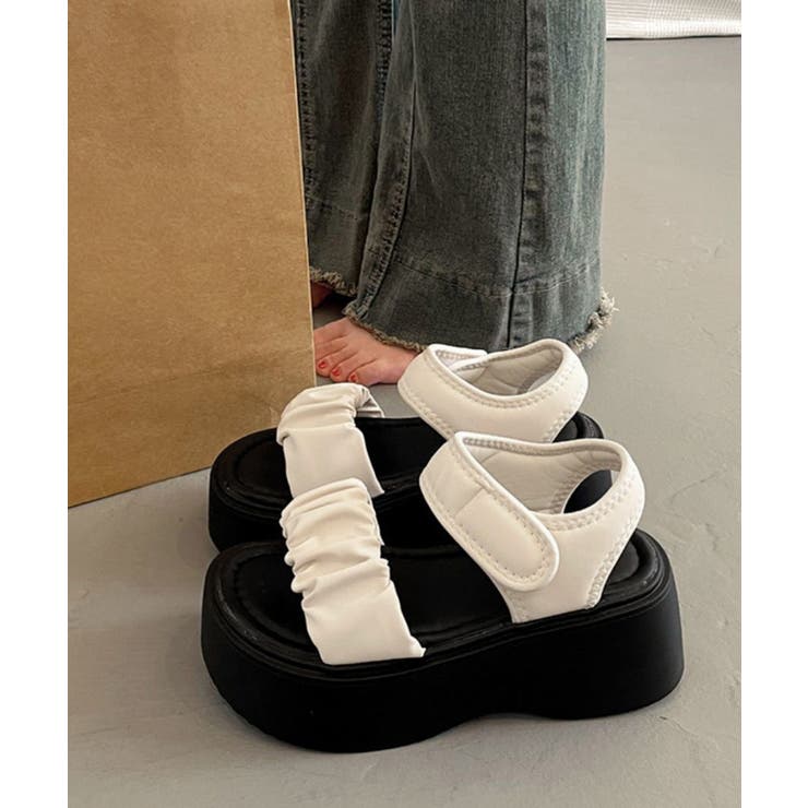 厚底ギャザーベルトサンダル韓国風美脚軽量 | Miniministore | 詳細画像3 