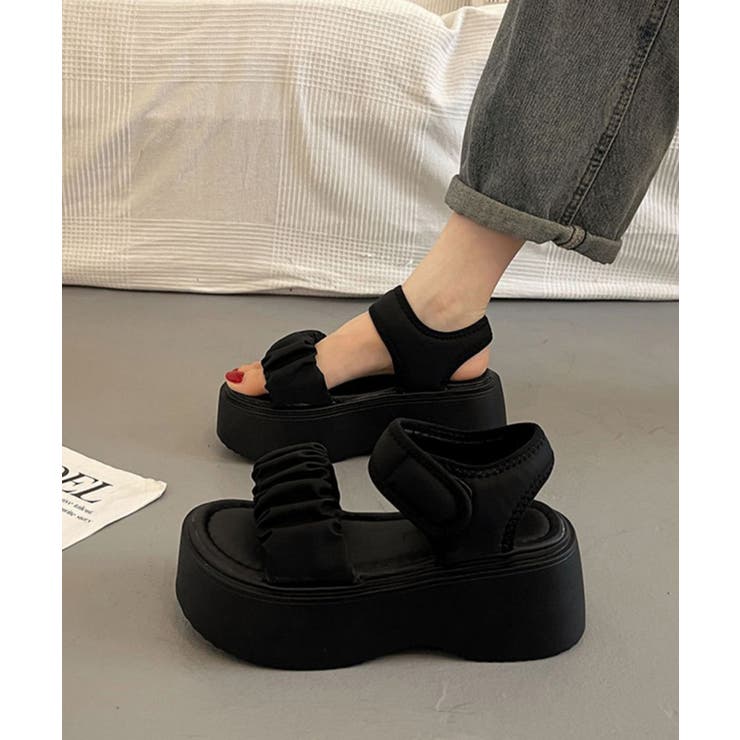 厚底ギャザーベルトサンダル韓国風美脚軽量 | Miniministore | 詳細画像8 