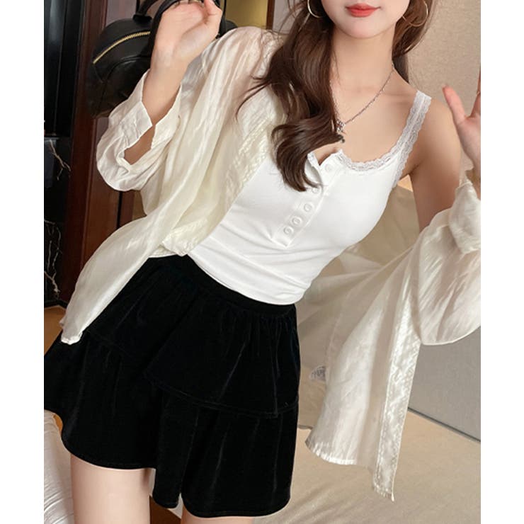 レース切替キャミソールカップ付きインナー | Miniministore | 詳細画像12 