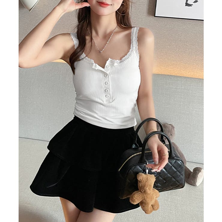 レース切替キャミソールカップ付きインナー | Miniministore | 詳細画像13 