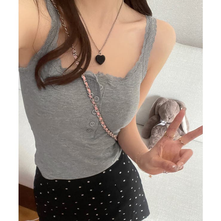 レース切替キャミソールカップ付きインナー | Miniministore | 詳細画像16 