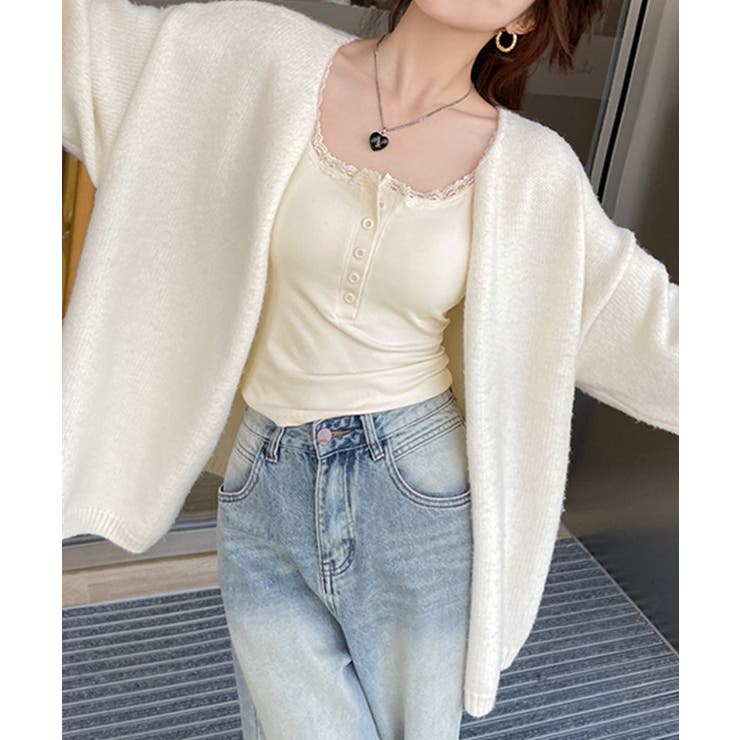 レース切替キャミソールカップ付きインナー | Miniministore | 詳細画像4 