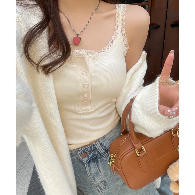 レース切替キャミソールカップ付きインナー | Miniministore | 詳細画像5 