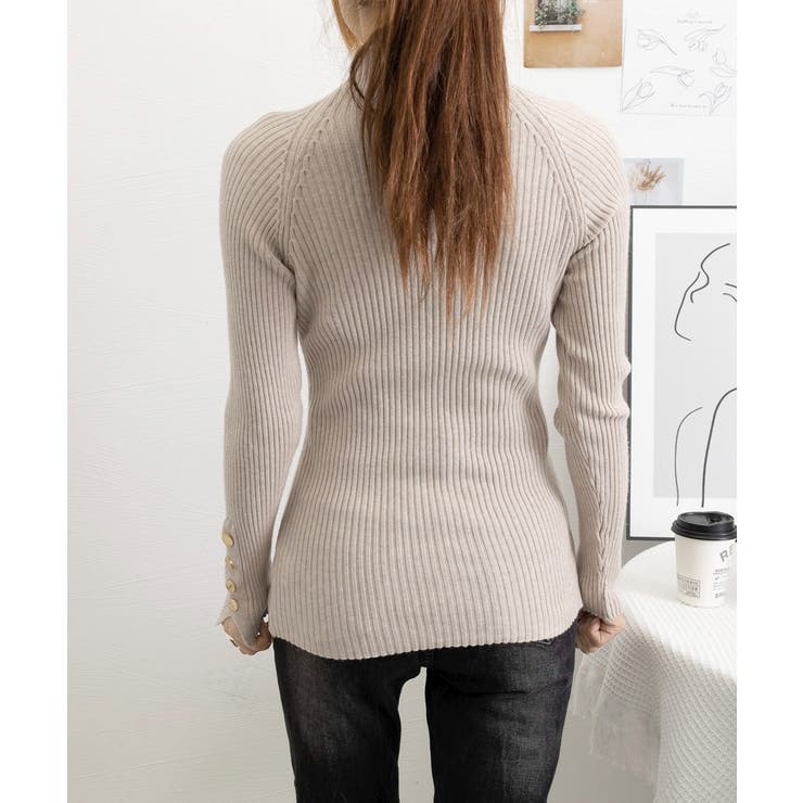 ボトルネック ニットトップス 袖口ボタン | Miniministore | 詳細画像23 