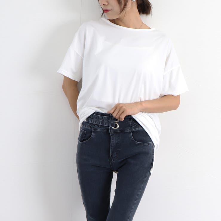 バッククロス tシャツカットソーロング丈[品番：II000008847