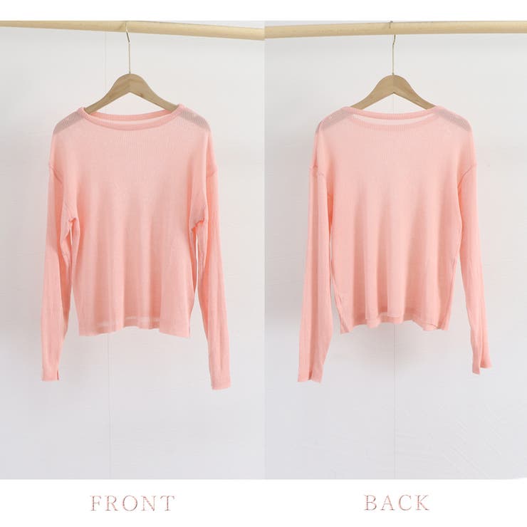 【新品未使用】ALMORE ナチュラルアップトップス ピンク Lサイズ vネックニットトップス レディース 秋冬[品番：II000005839
