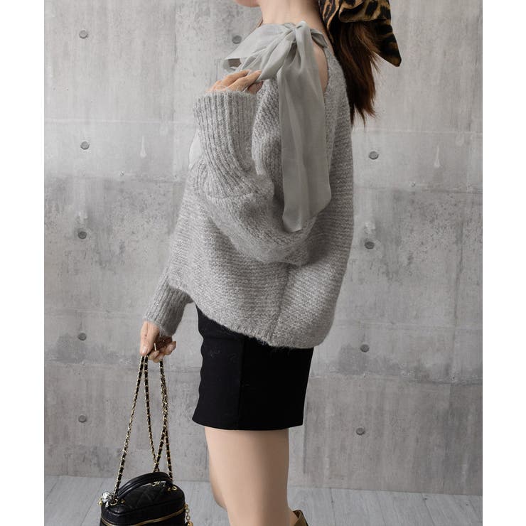 ラメシャギーニットオフショルダートップス | Miniministore | 詳細画像16 