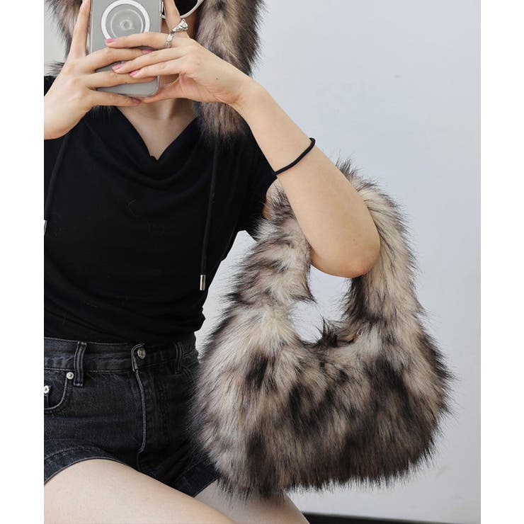 ふわふわフェイクファーバッグ アニマル柄 | Miniministore | 詳細画像9 