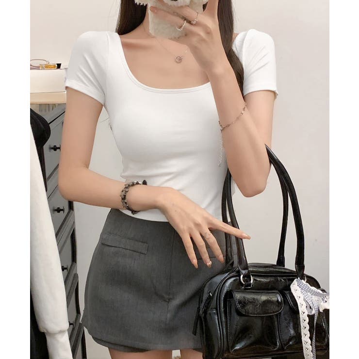 背中開きカップ付き半袖Tシャツクロップド | Miniministore | 詳細画像10 