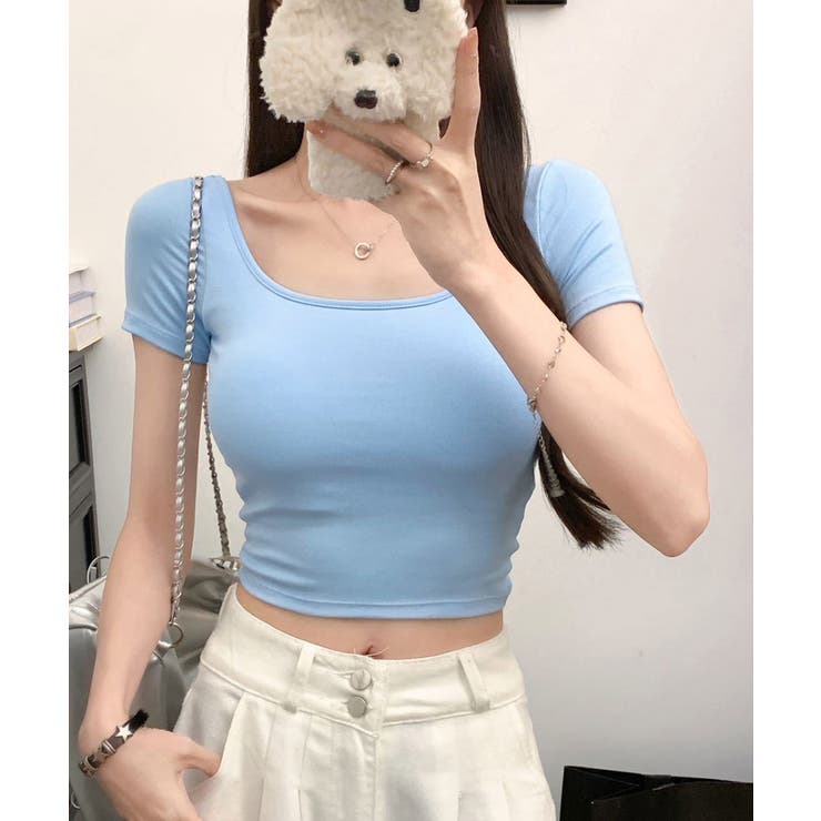 背中開きカップ付き半袖Tシャツクロップド | Miniministore | 詳細画像12 