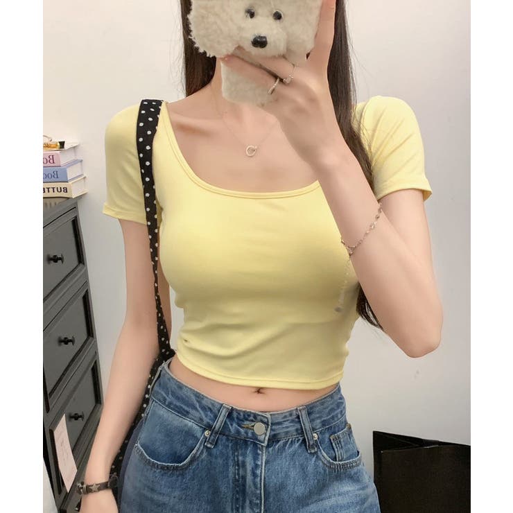 背中開きカップ付き半袖Tシャツクロップド | Miniministore | 詳細画像14 