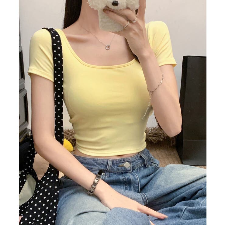 背中開きカップ付き半袖Tシャツクロップド | Miniministore | 詳細画像15 