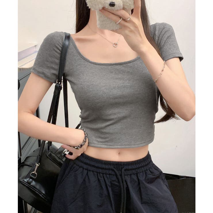 背中開きカップ付き半袖Tシャツクロップド | Miniministore | 詳細画像2 