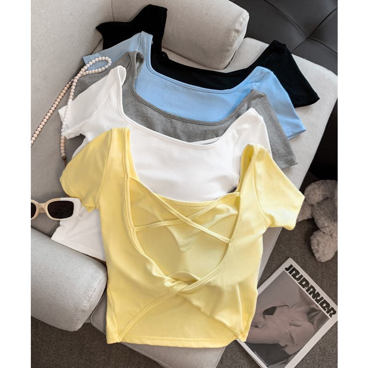 背中開きカップ付き半袖Tシャツクロップド | Miniministore | 詳細画像20 