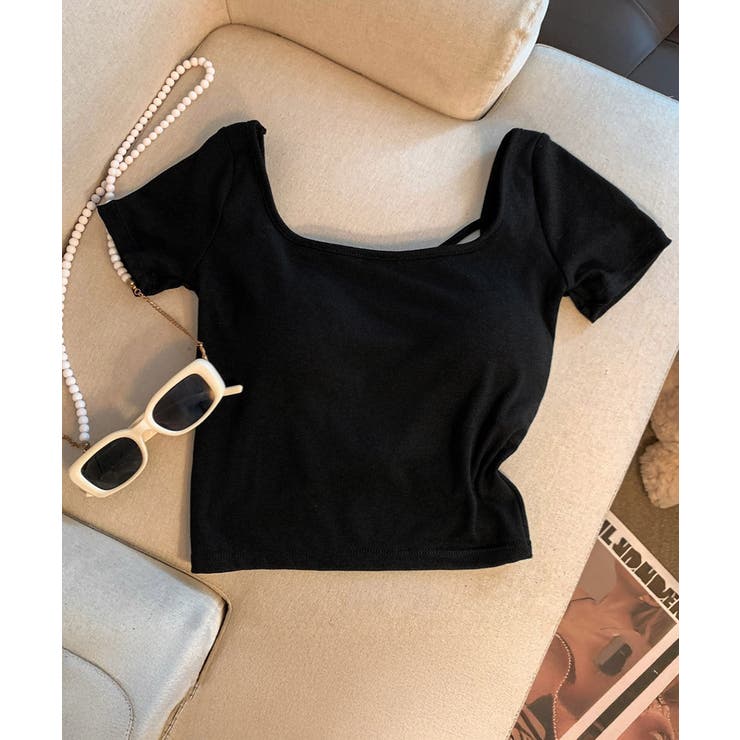 背中開きカップ付き半袖Tシャツクロップド | Miniministore | 詳細画像21 