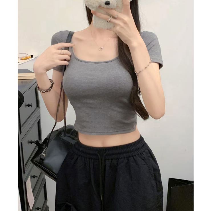 背中開きカップ付き半袖Tシャツクロップド | Miniministore | 詳細画像3 