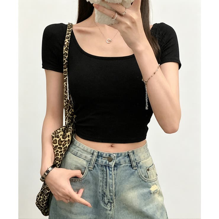 背中開きカップ付き半袖Tシャツクロップド | Miniministore | 詳細画像5 