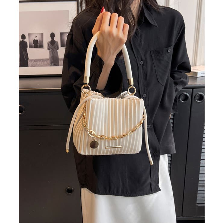 プリーツショルダーバッグ チェーン装飾 | Miniministore | 詳細画像3 