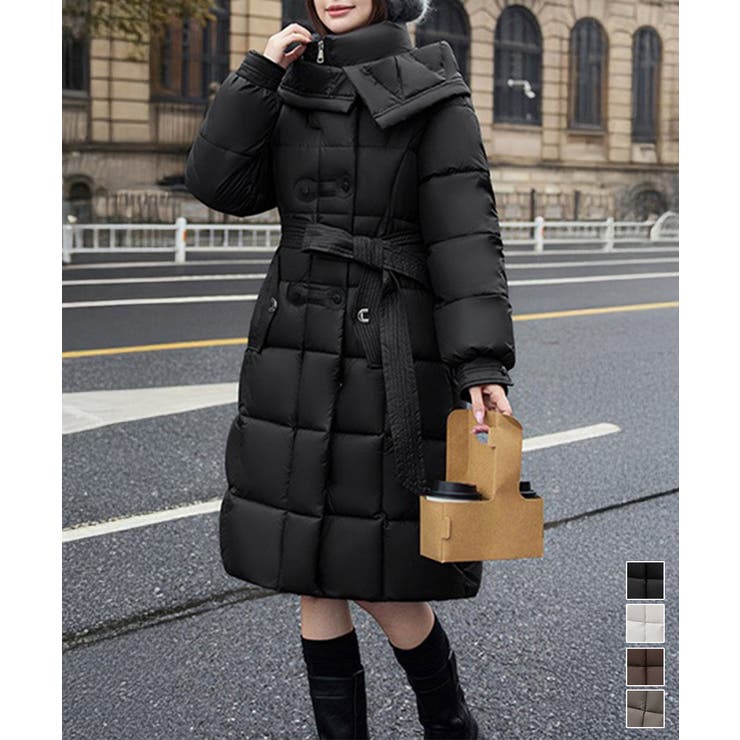 フード付き フェイクダウンコードロング丈 | Miniministore | 詳細画像1 