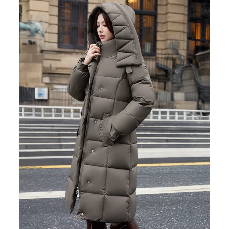 フード付き フェイクダウンコードロング丈 | Miniministore | 詳細画像12 