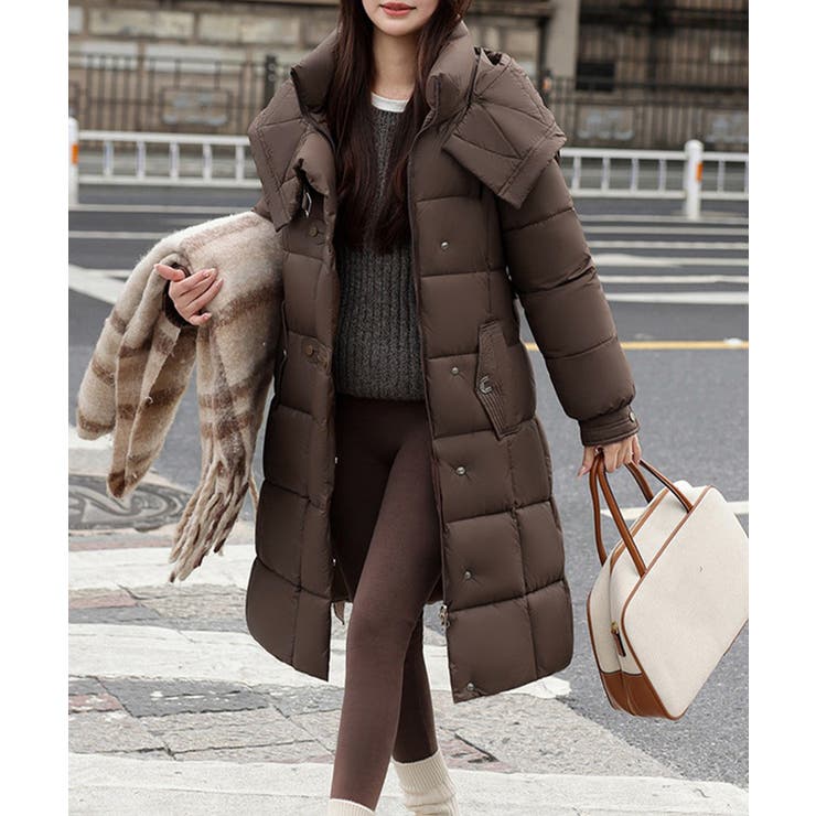 フード付き フェイクダウンコードロング丈 | Miniministore | 詳細画像13 