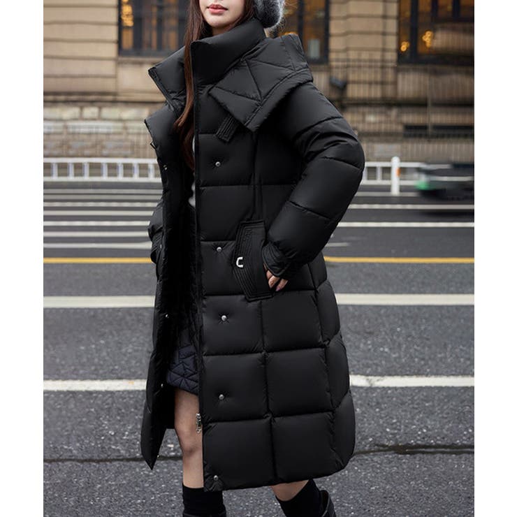 フード付き フェイクダウンコードロング丈 | Miniministore | 詳細画像3 