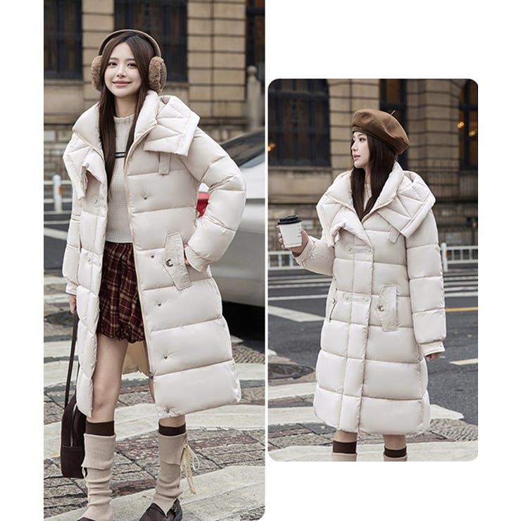 フード付き フェイクダウンコードロング丈 | Miniministore | 詳細画像6 