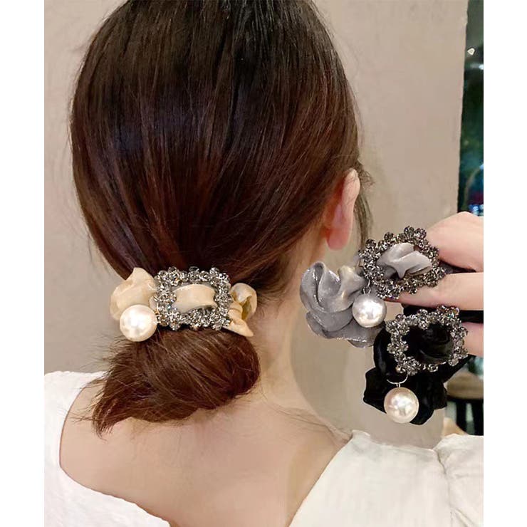 ビジューシュシュ大人っぽいパールヘアゴム | Miniministore | 詳細画像1 