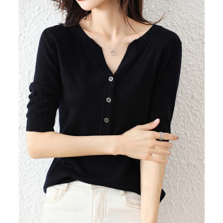 サマーニット Vネックニットトップス韓国 | Miniministore | 詳細画像6 