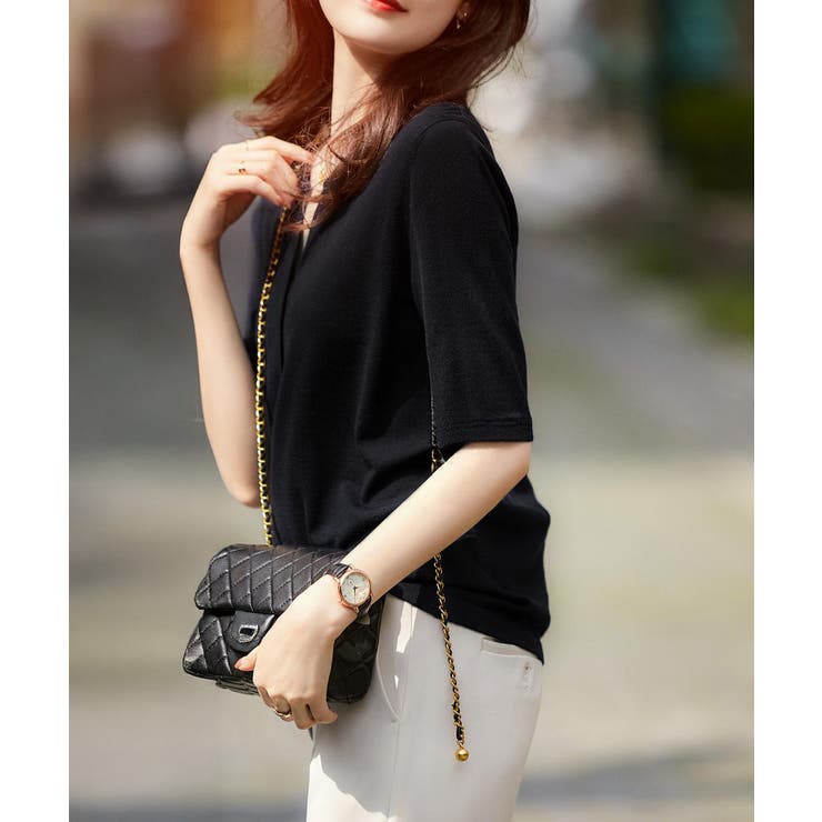 サマーニット Vネックニットトップス韓国 | Miniministore | 詳細画像9 