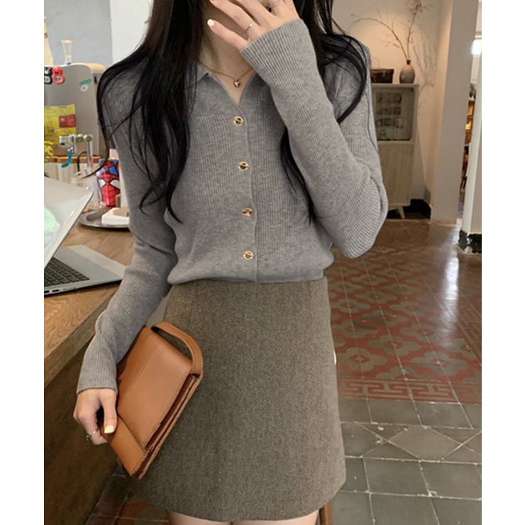 秋冬ニットトップス レディースニットポロ | Miniministore | 詳細画像14 