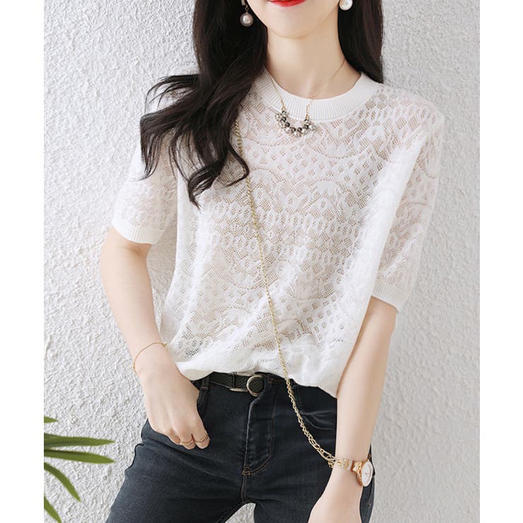 ジャカードレーストップス シアーブラウス | Miniministore | 詳細画像10 