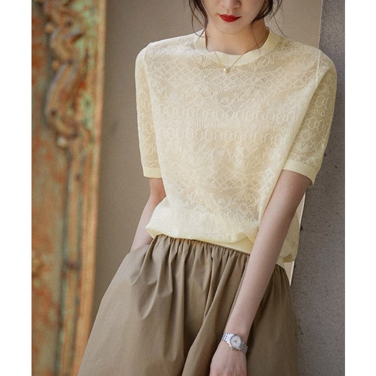 ジャカードレーストップス シアーブラウス | Miniministore | 詳細画像3 