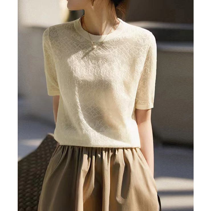 ジャカードレーストップス シアーブラウス | Miniministore | 詳細画像5 