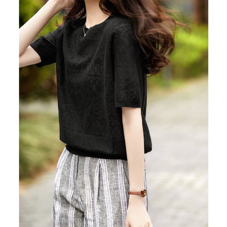 ジャカードレーストップス シアーブラウス | Miniministore | 詳細画像9 