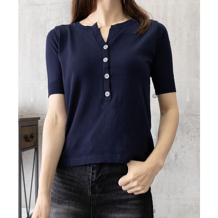 ニットトップス 半袖Vネックサマーニット | Miniministore | 詳細画像7 