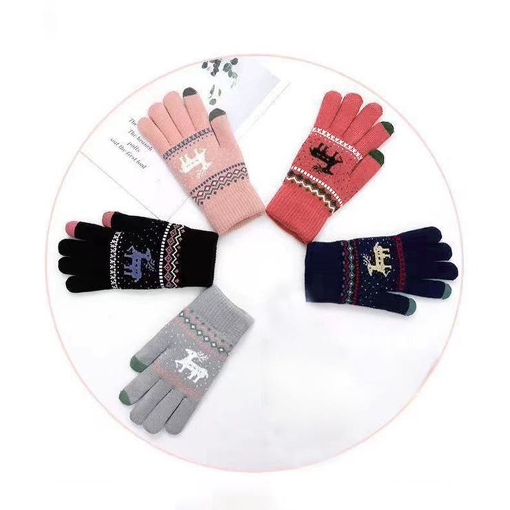 トナカイ柄手袋タッチパネル対応ニット手袋 | Miniministore | 詳細画像17 