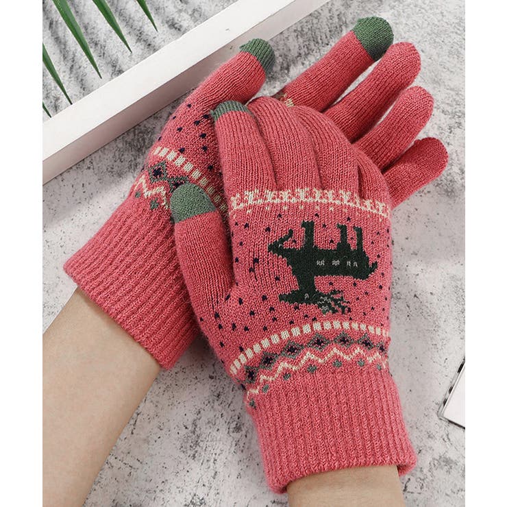 トナカイ柄手袋タッチパネル対応ニット手袋 | Miniministore | 詳細画像2 